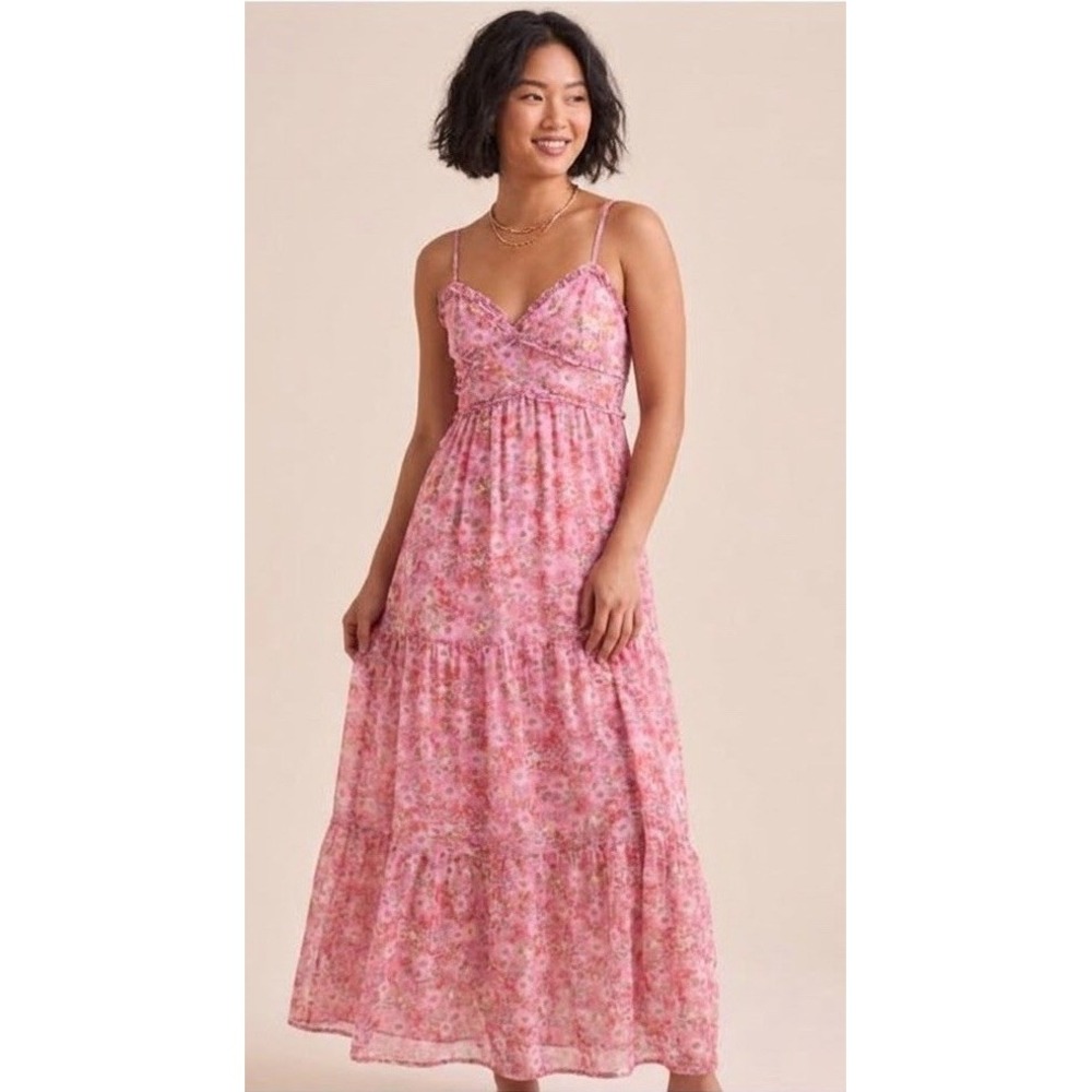 Altard State Pink Maxi Dress Tiered Ruffle Kezia Small Cottagecore Coquette Boho